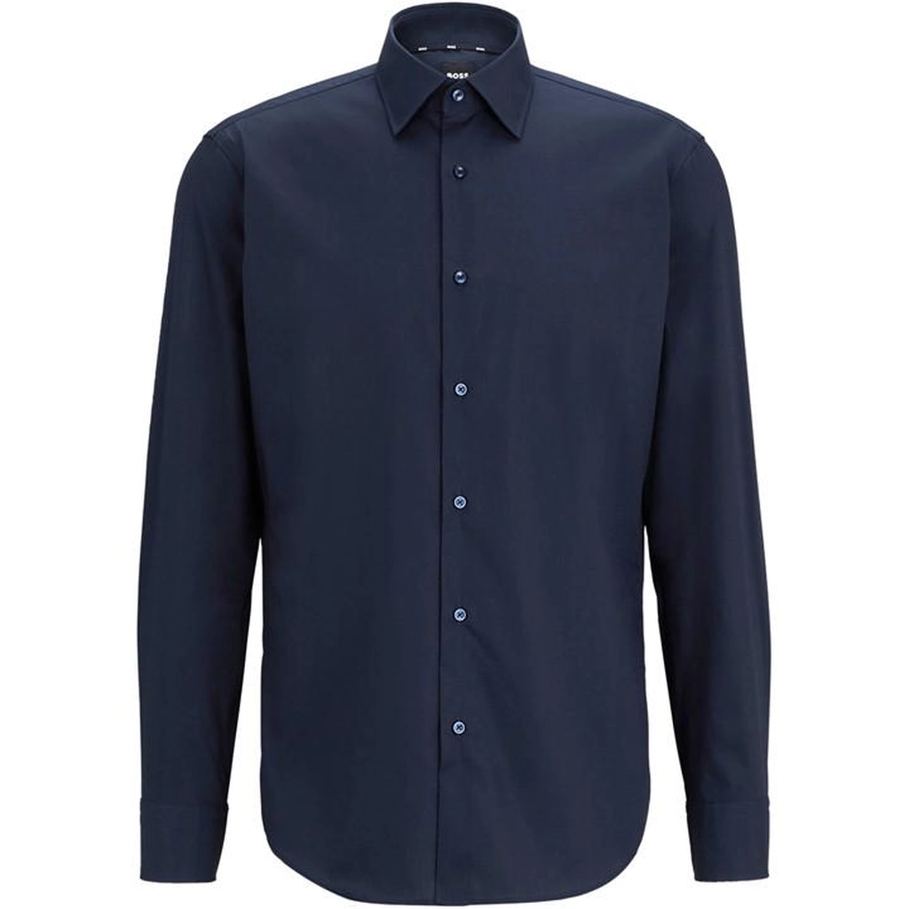Hugo Boss Men's Long Sleeve Plain Shirt - Blue